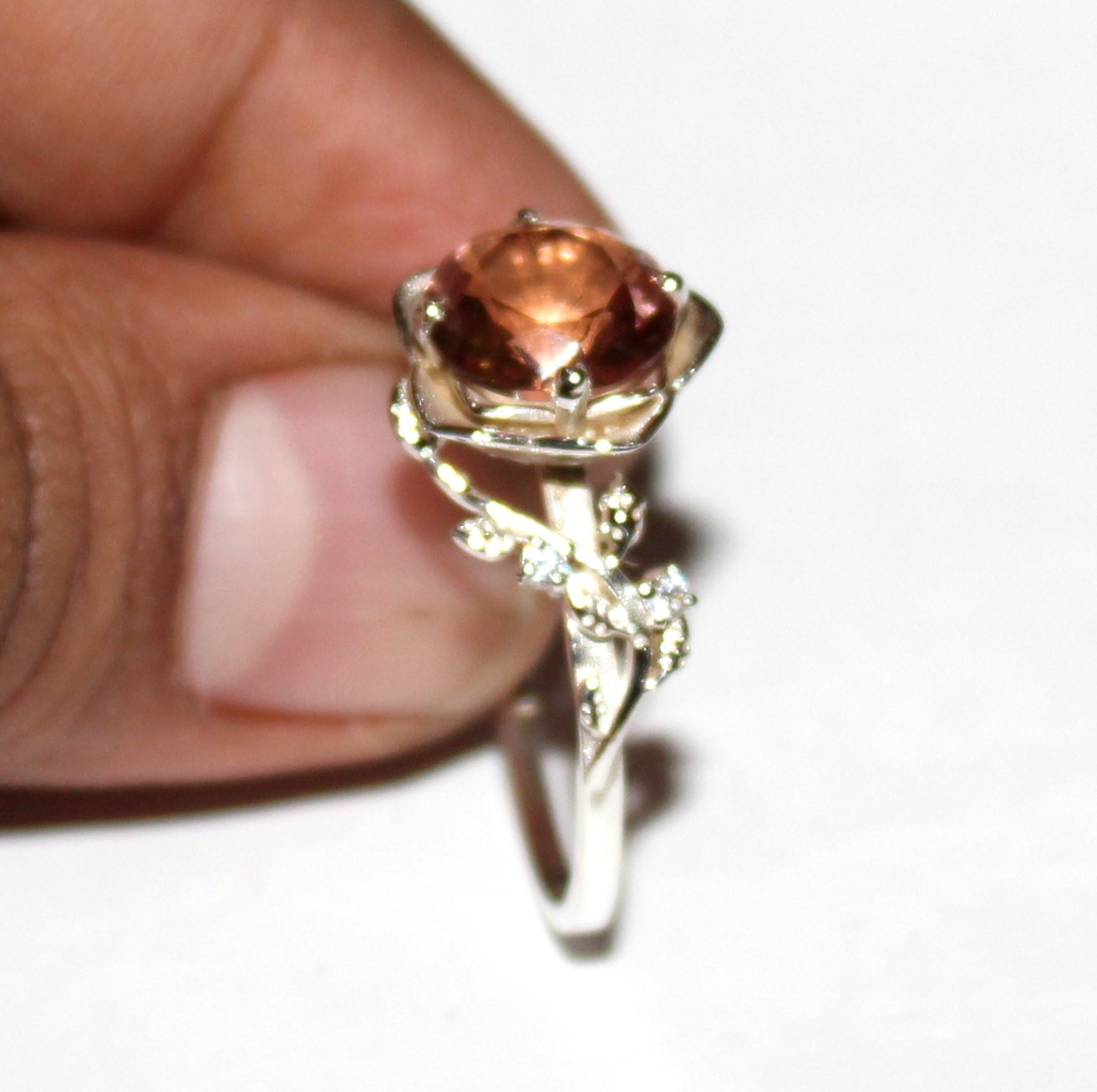 Genuinely 4 Color Change Zultanite Ring, Alexandrite Sterling Silver Flower Ring