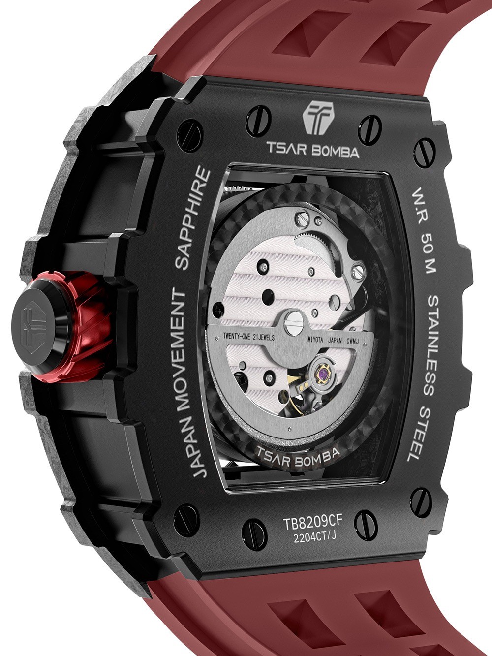 Tsar Bomba TB8209CF-32 Mens Watch Elemental Carbon Fiber Automatic 44mm 5ATM