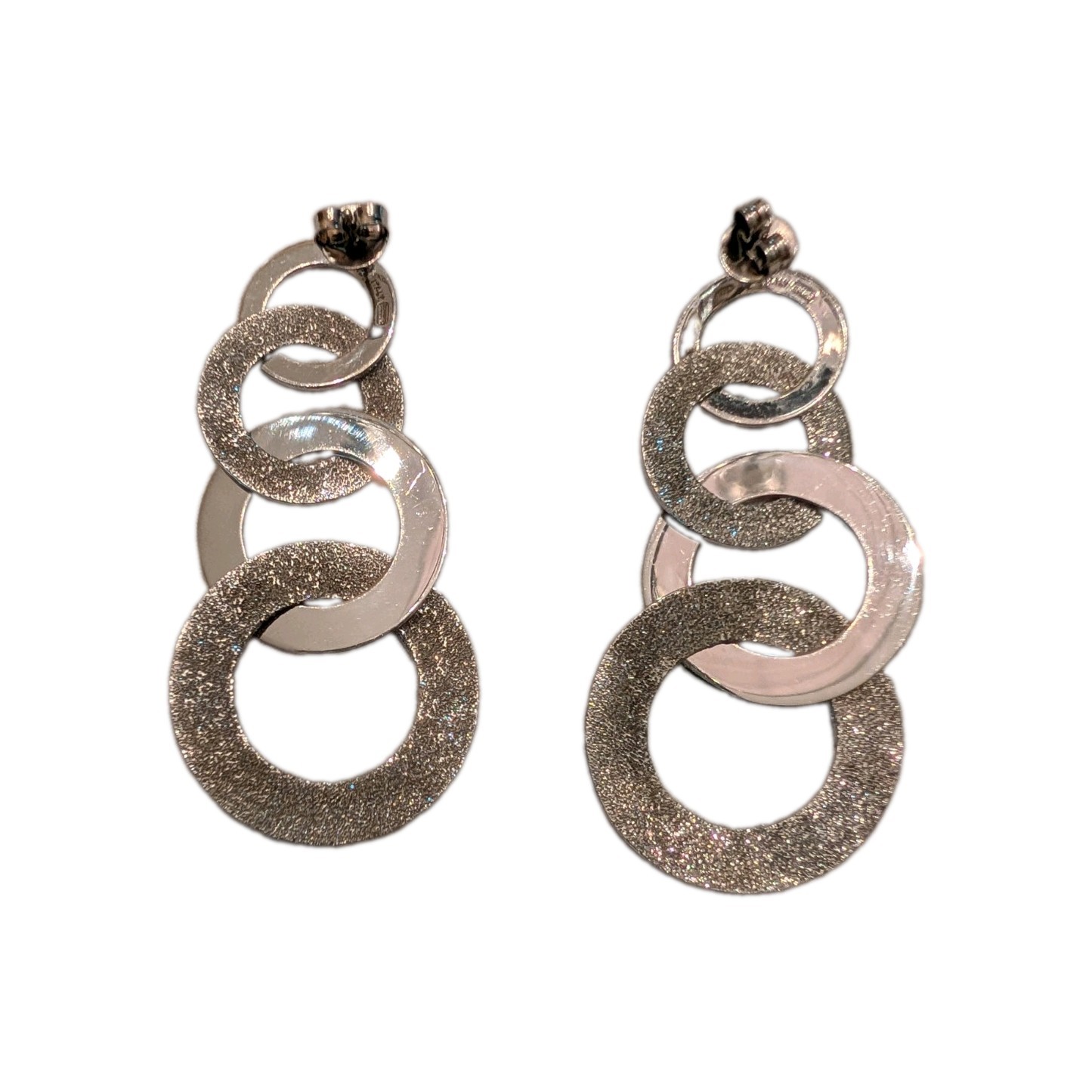 Pianegonda 925 Sterling Silver Italy Interlocked Circle Dangle Earrings