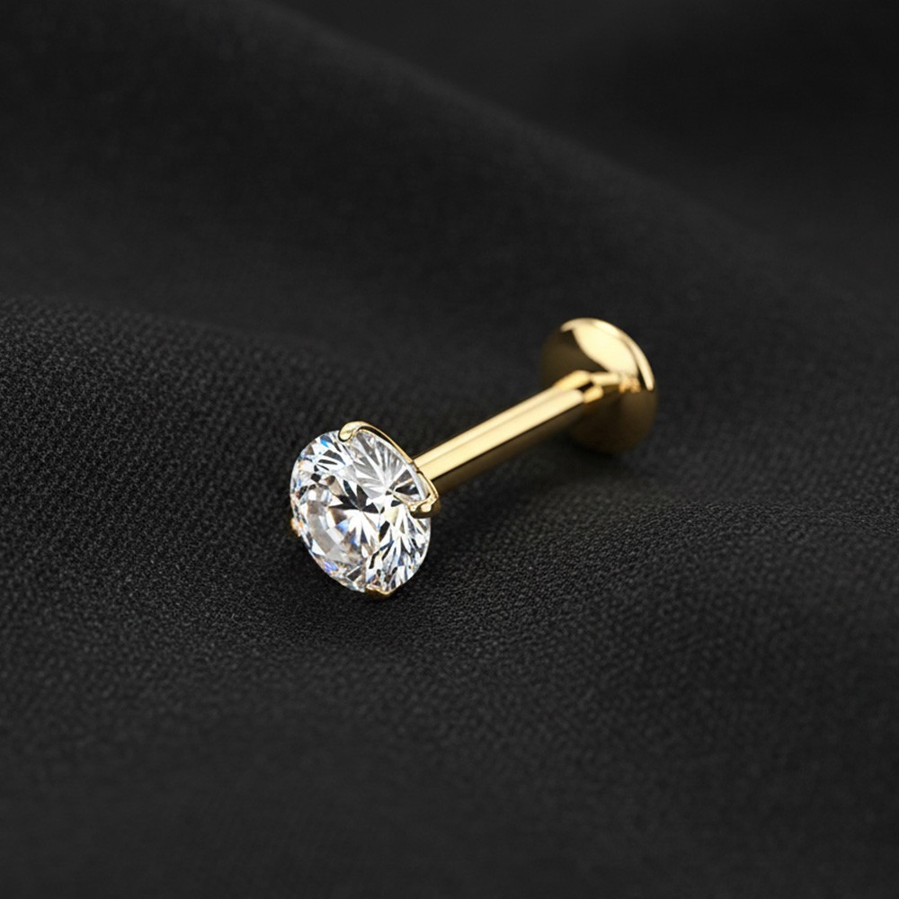 Implant Grade Titanium OneFit Threadless Moissanite Sparkle Flat Back Labret