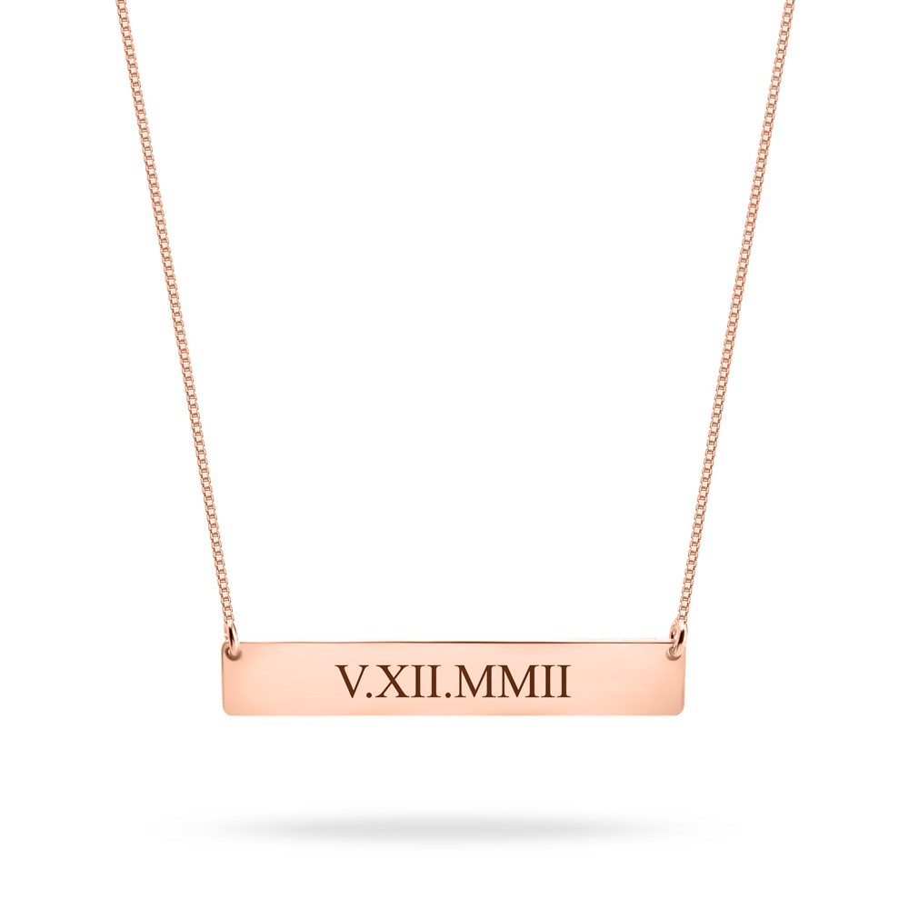 Roman Numeral Date Necklace personalized custom gift handmade