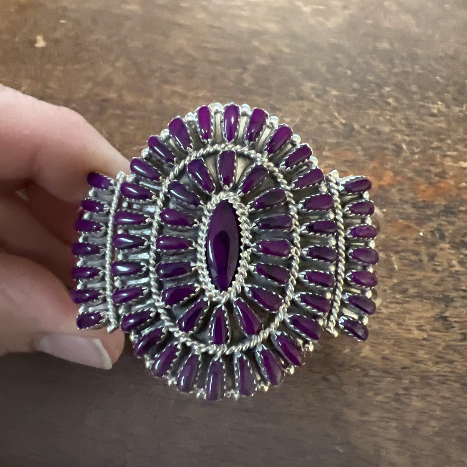 Native American Navajo Bracelet Sugilite Purple Turquoise Cluster Cuff Zuni #C
