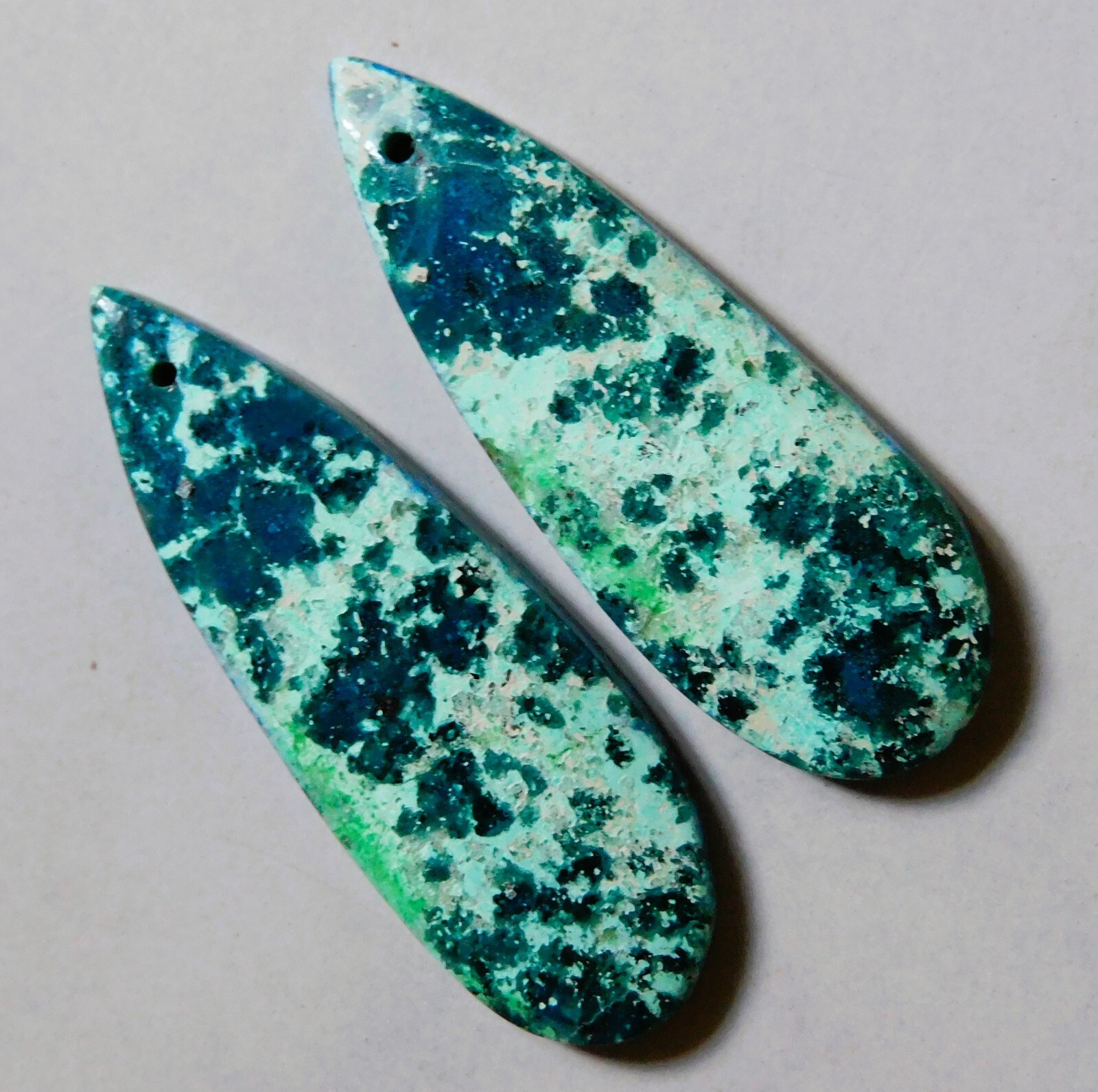 25.15 Cts Natural Shattuckite Drilled Cabochon Match Pair Gemstone 37X12.7MM