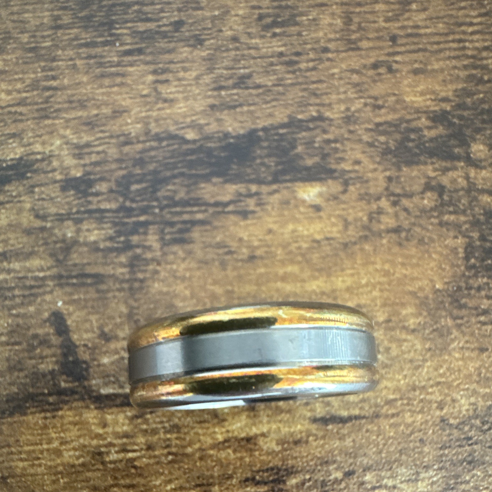 Triton 18K Two-Tone Silver & Gold Wedding/Anniversary Band Ring Size 8