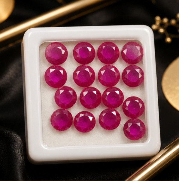 Natural Red Ruby 16 Pcs Round Shape 5×5 MM Certified Loose Gemstone Lots