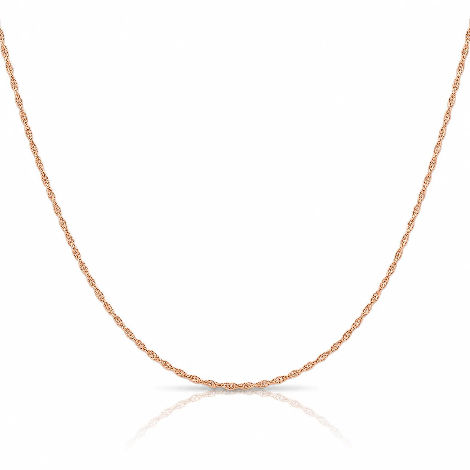 14K Rose Gold 1.15mm Carded Cable Rope Chain Necklace 16″-24″