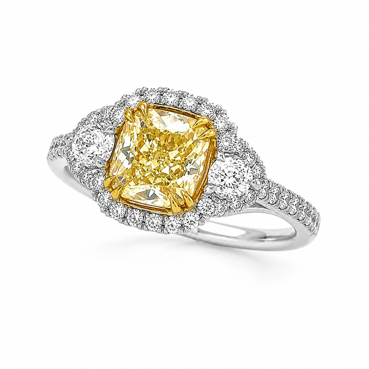 Approx 2.52 cttw GIA Fancy Light Yellow Natural Diamond Ring 18K White Gold