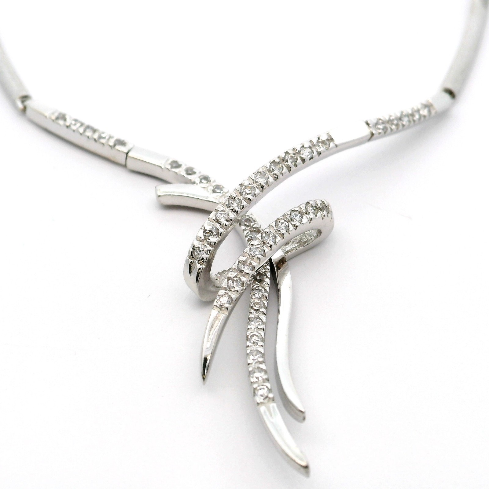 Ladies chain, white gold chain, necklace with zircon, white gold 585 14 KT