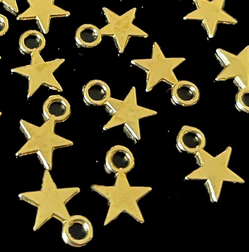 20 Star Charms Gold Plated Pewter Alloy 8x11mm