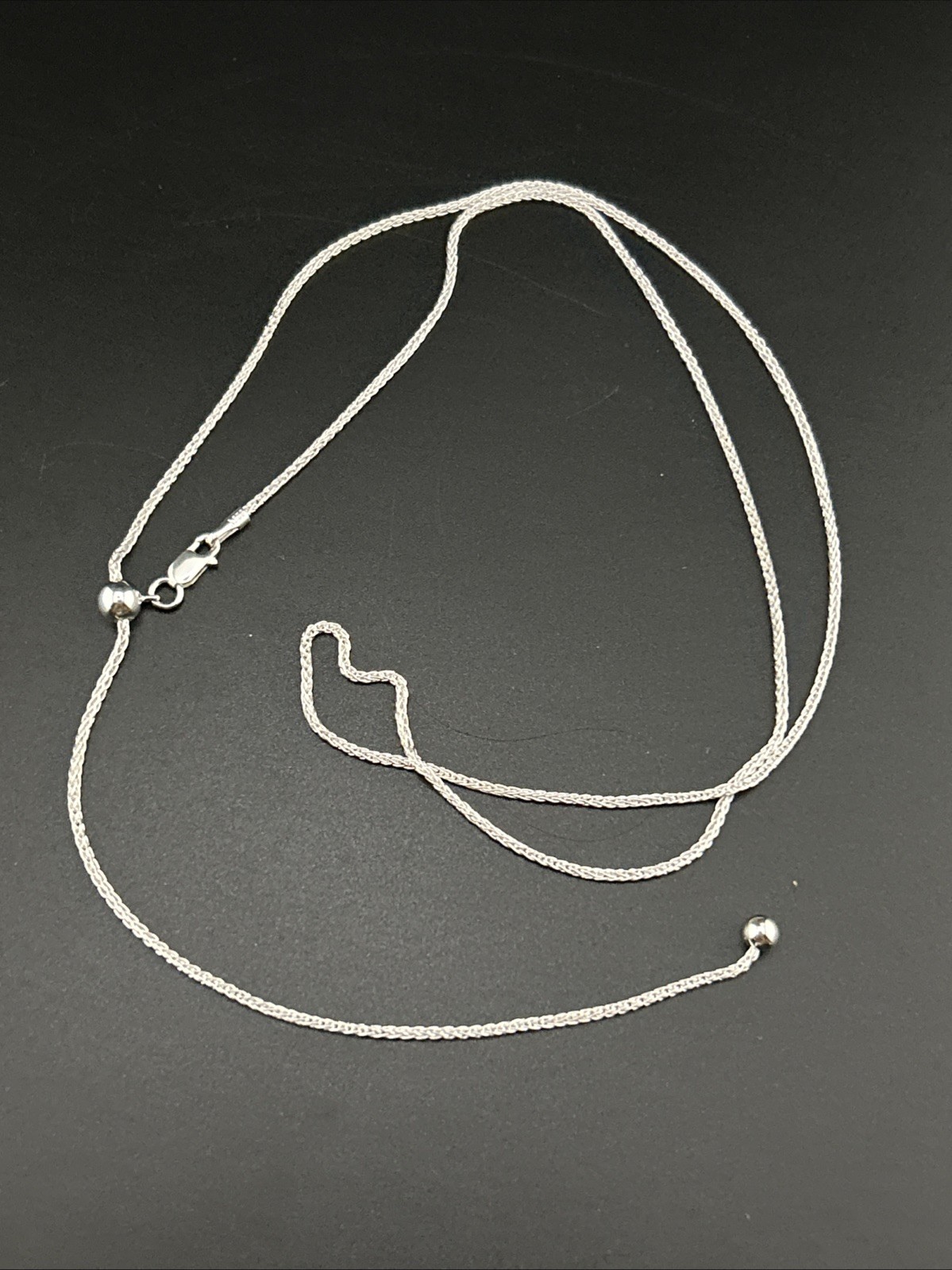 Sterling 925 Wheat Link Sliding Adjustable 24 Inch Chain Necklace