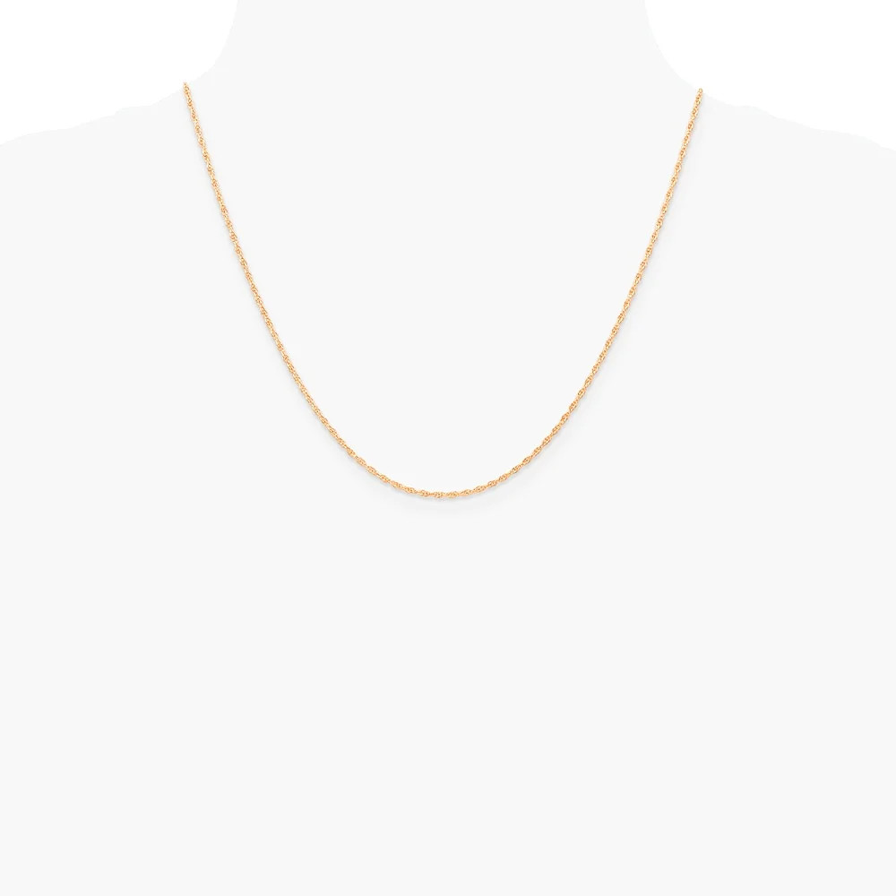 14K Rose Gold 1.15mm Carded Cable Rope Chain Necklace 16″-24″