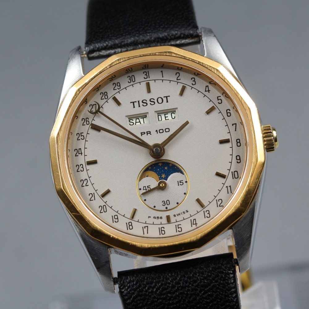 Rare Near MINT TISSOT PR100 P356/456 Moon Phase Complication Quartz Men’s Watch