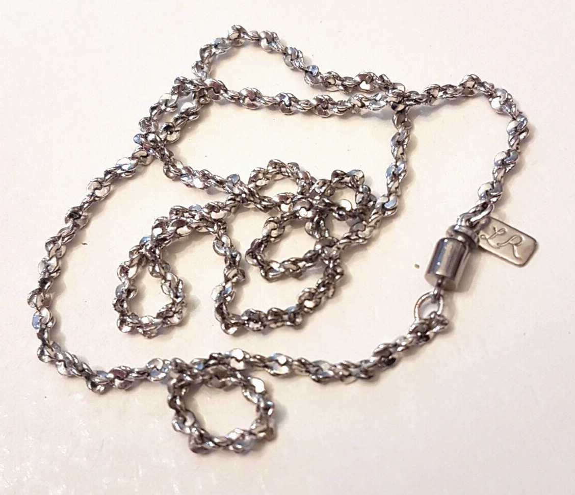 Lady Remington 18″ Silver Tone Chain NECKLACE twisted link push lock clasp
