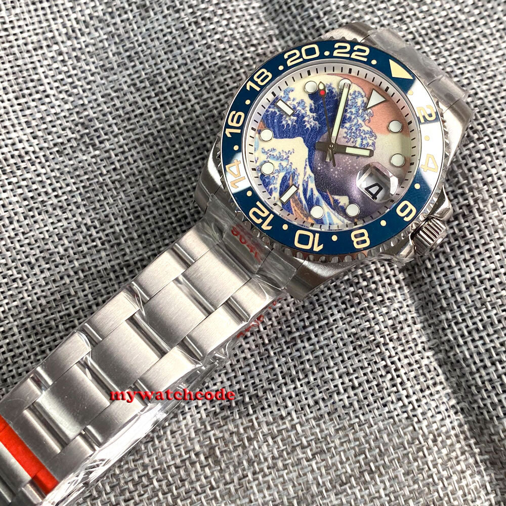 40mm Luminous Kanagawa Surfing Dial NH35 PT5000 Automatic 20atm Diving Men Watch