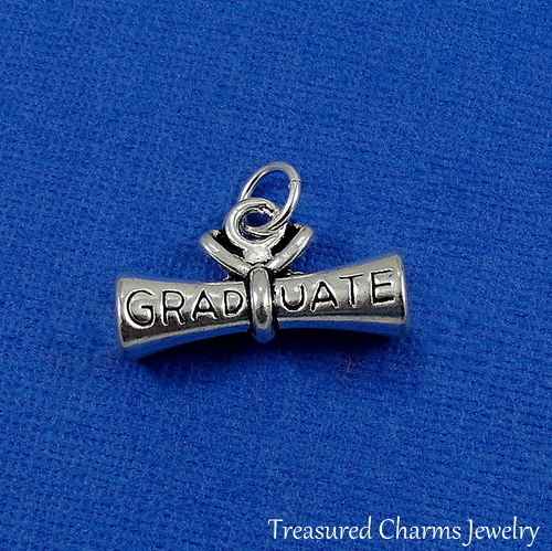 Silver DIPLOMA CHARM Graduate Graduation High School College PENDANT *NEW*