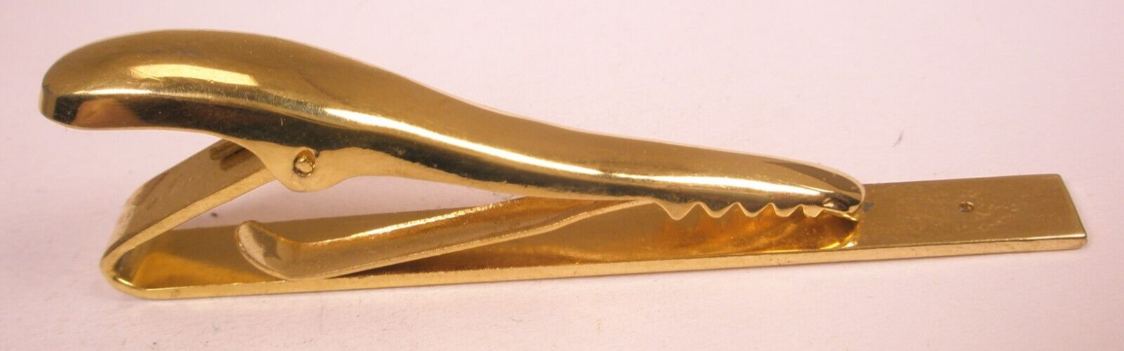 2-1/4″ Thin Design White Rhinestone Gold Tone MODERN Tie Bar Clip