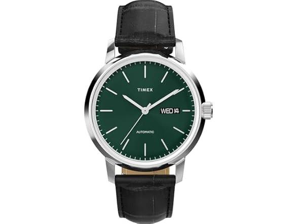 Timex Marlin Men’s Watch TW2Y54400VQ, 38mm Green Crosshair Dial Black Leather