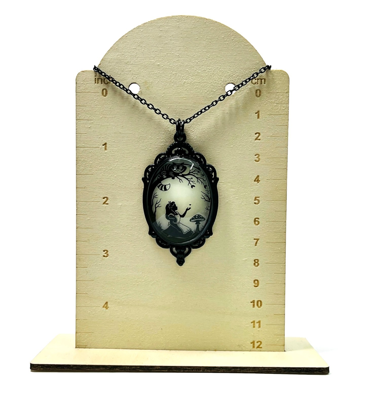Alice in Wonderland Lime Aqua Blue & Purple/Violet Glow in the Dark Necklace