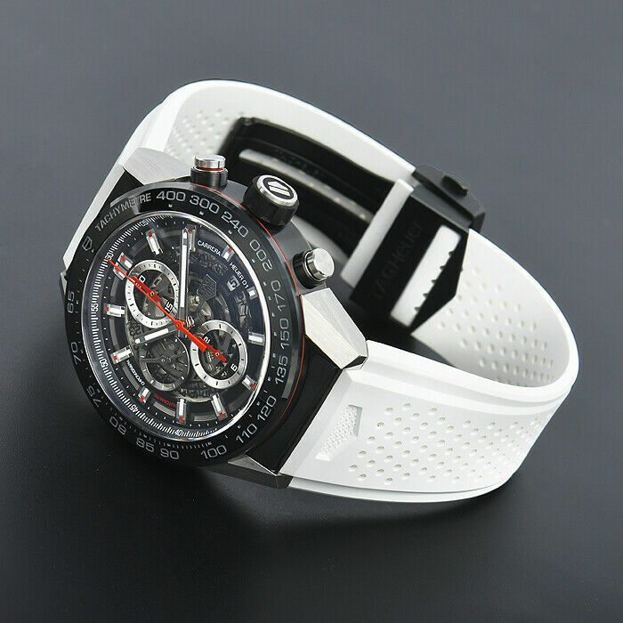 Tag Heuer 01 Carrera Calibre 22mm White Rubber Band Strap CAR2A1Z.FT6051