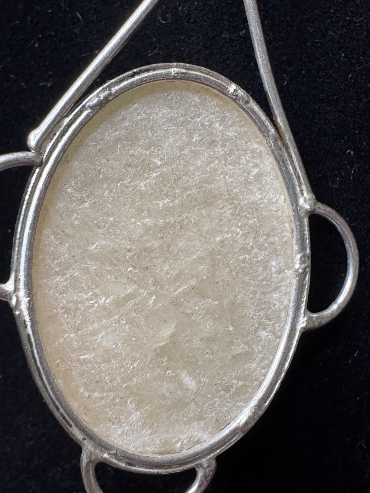 Vintage Sterling Silver 925 Yellow Calcite Oval Cabochon Artisan Pendant 10g