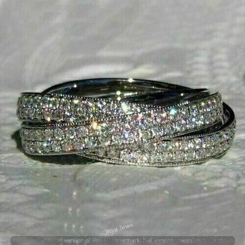 Rolling Eternity Band Ring 14K White Gold Plated 2Ct Round Lab Created Diamond