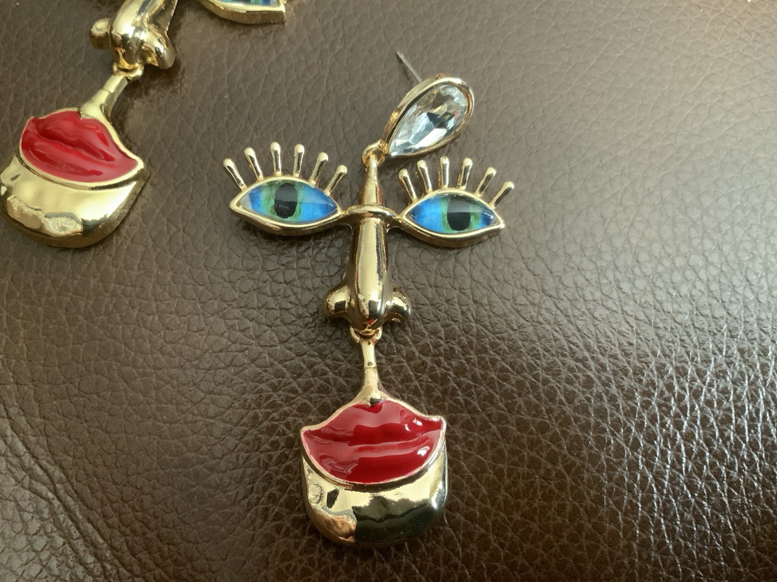 Portrait Earrings Surreal Museum Gothic Evil Eye Face Gold Boho Retro Y2K Retro