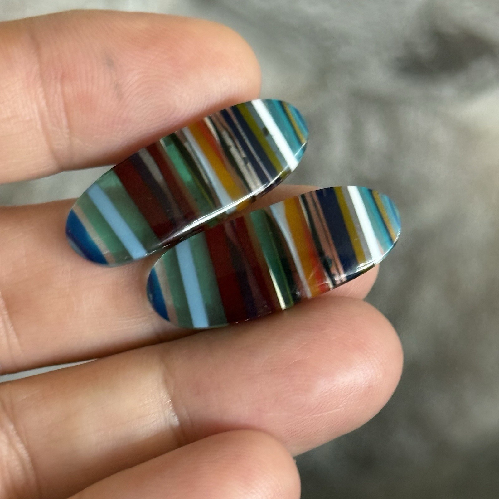 28.7×10.8×3.2mm Colorful Pair Smooth Oval California Surfite Cabochon 4 Earrings