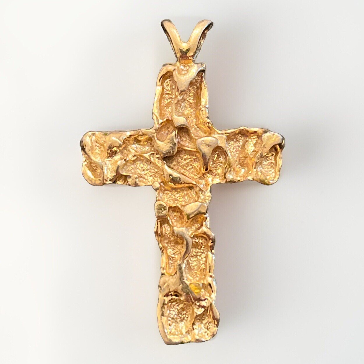 DD Gold Tone Nugget Cross Pendant