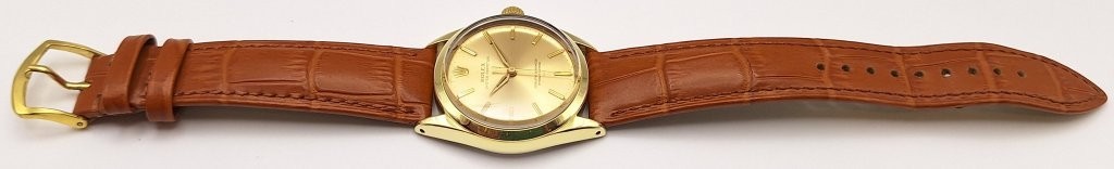 Rolex Oyster Perpetual Datejust 1601 14k/SS Watch Gold Tapestry Dial 1966