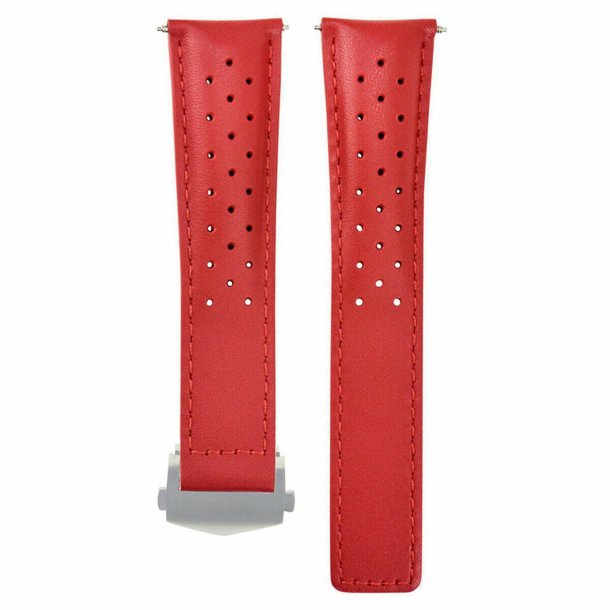 20MM LEATHER WATCH BAND FOR TAG HEUER CARERRA MONACO FORMULA F1 PERFORAT RED