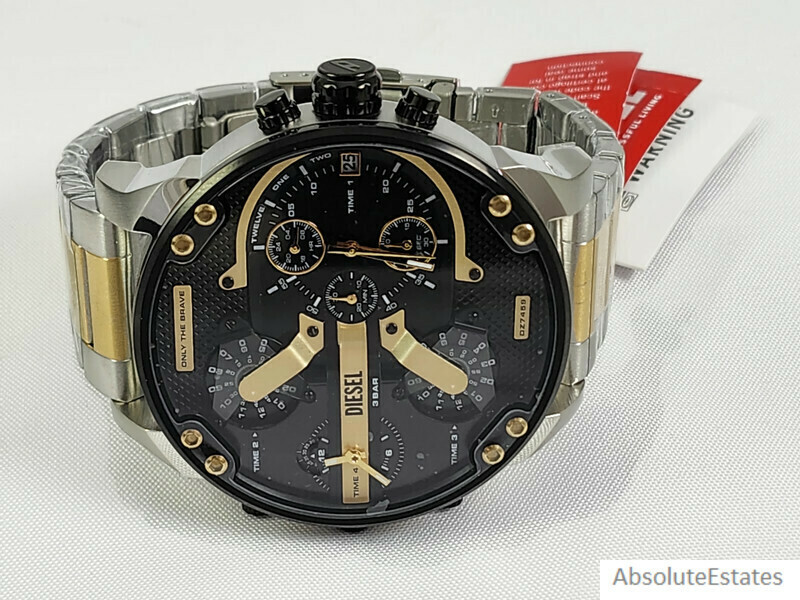 NEW Diesel Mr Daddy 2.0 Black Silver Gold DZ7459 Large Mens Chronograph Watch