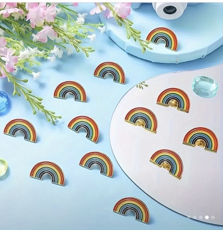 6 Pieces- 1” Enamel Rainbow Pin – Lapel, Purse, Backpack Pride Month Safety back