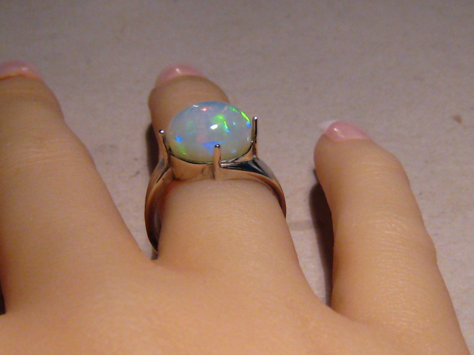4.0 ct. crystal Welo Opal Ring , sterling silver