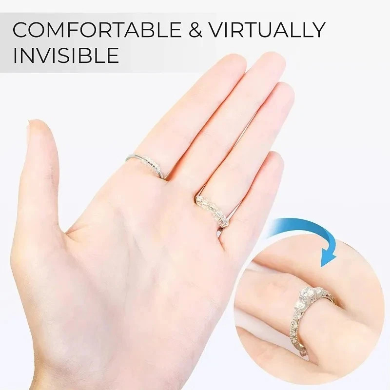 4PCS Clear Ring Size Adjuster Invisible Ring Sizer Guard for Loose Rings