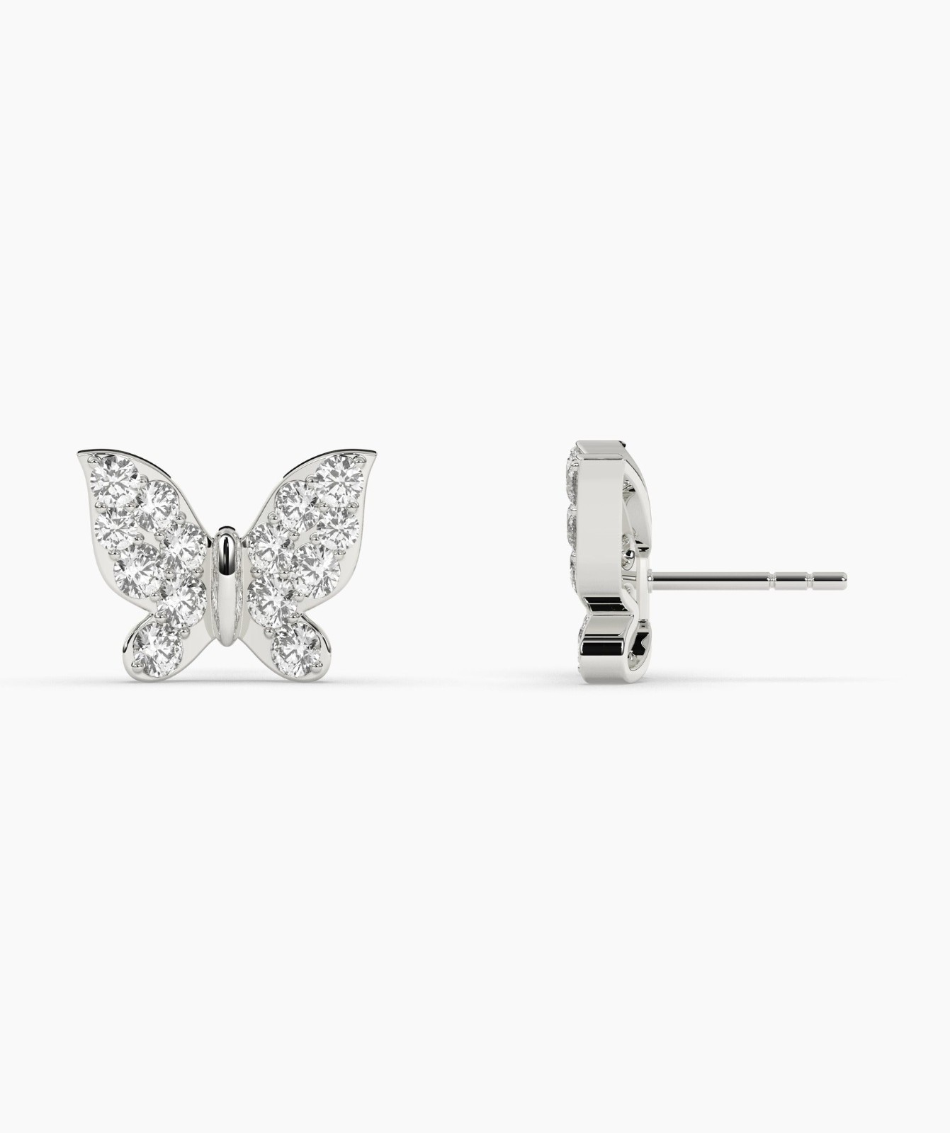 0.24 CT Round Lab Grown Diamond 14K Gold Butterfly Stud Fine Earrings For Woman