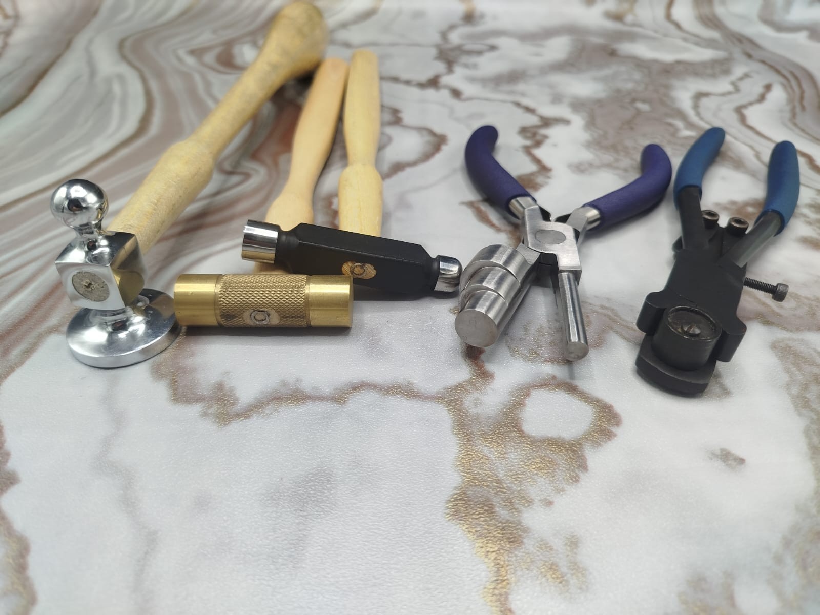 5 Piece Jewelry Tool Kit – Chasing Hammer, Ball Peen, Bail & Ring Bending Plier