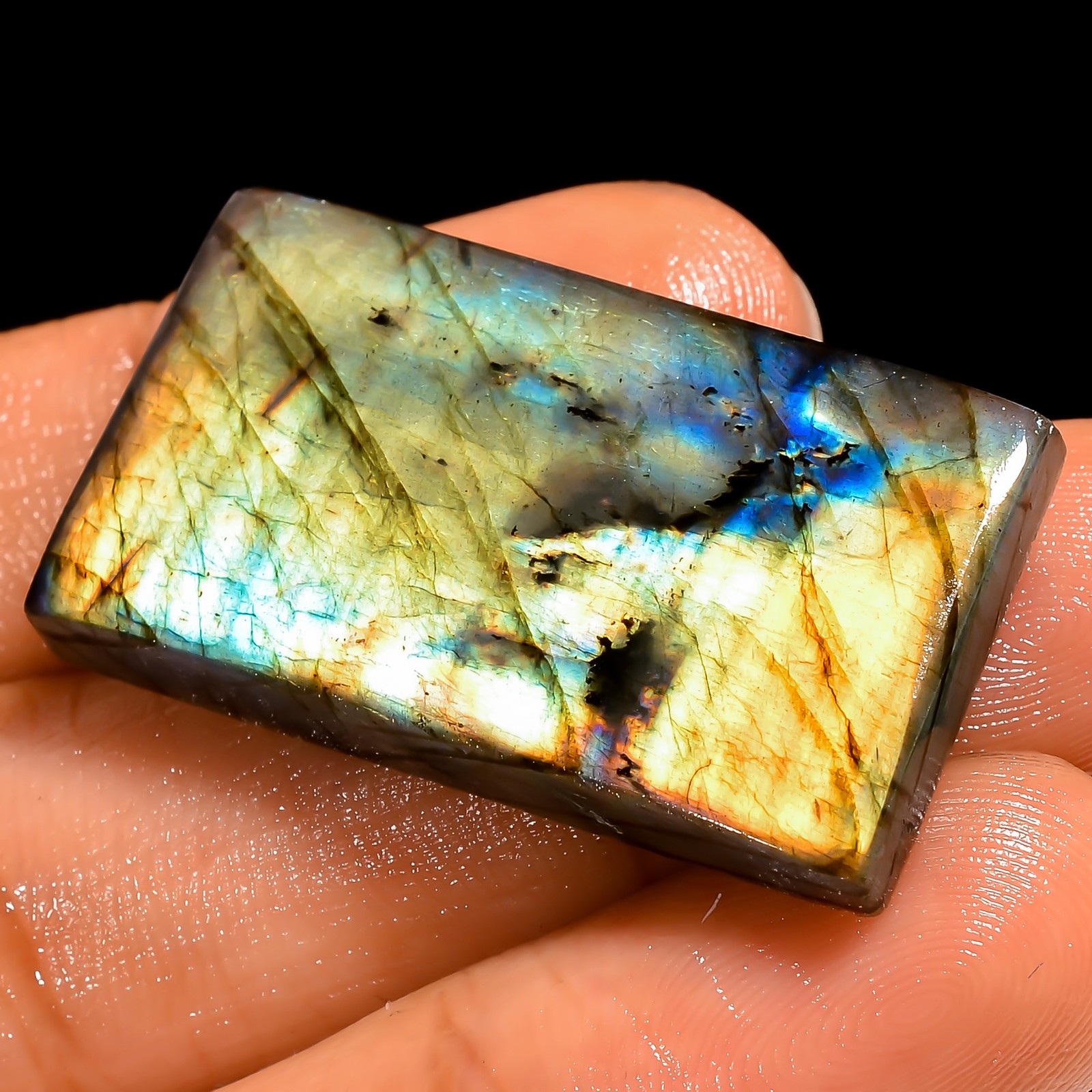 100% Natural Labradorite Rectangle Cabochon Gemstone 38.5 Ct. 33X19X5 mm UG-6860