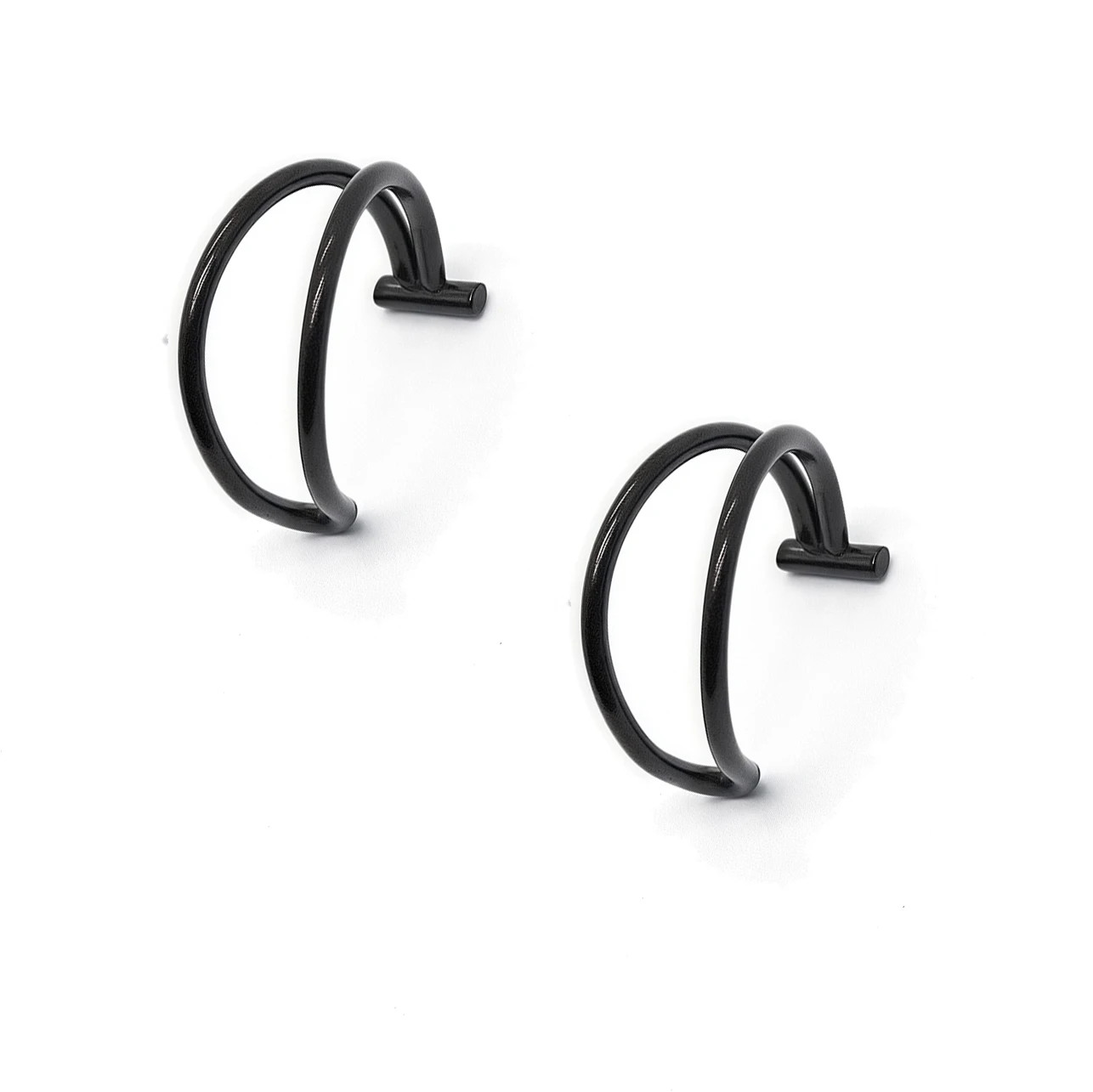 2PCS Trendy 10mm Stainless Steel Punk Clip on Fake Piercing Nose Wrap Lip Rings