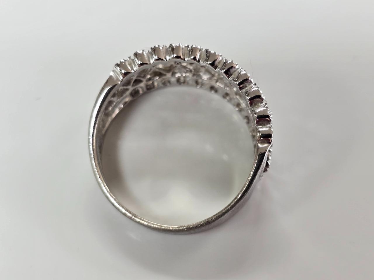 Sterling Silver Clear Stones Filigree Band Ring ~ Sz 9.75 ~ 6 g ~ 2-A406