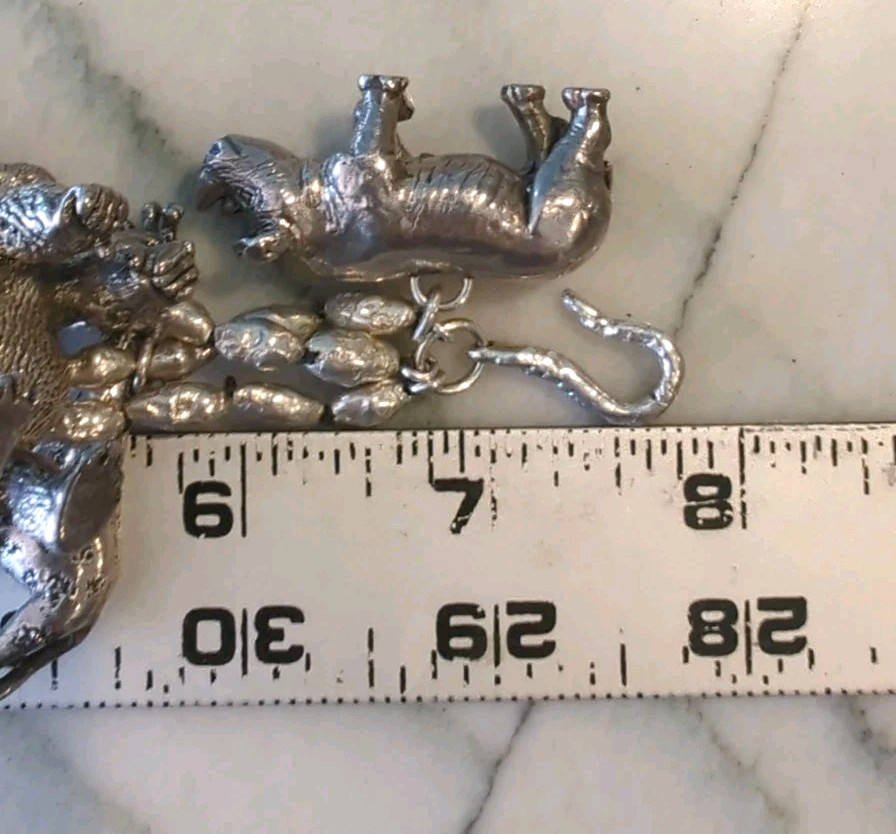 Sterling Silver 114 g 3D SAFARI ZOO Animal Bracelet Lion Gorilla Tiger Elephant*