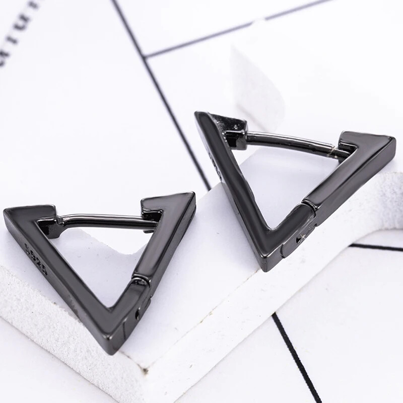 Stud Earrings Stainless Steel Punk Style for Men Women Black Piercing Set