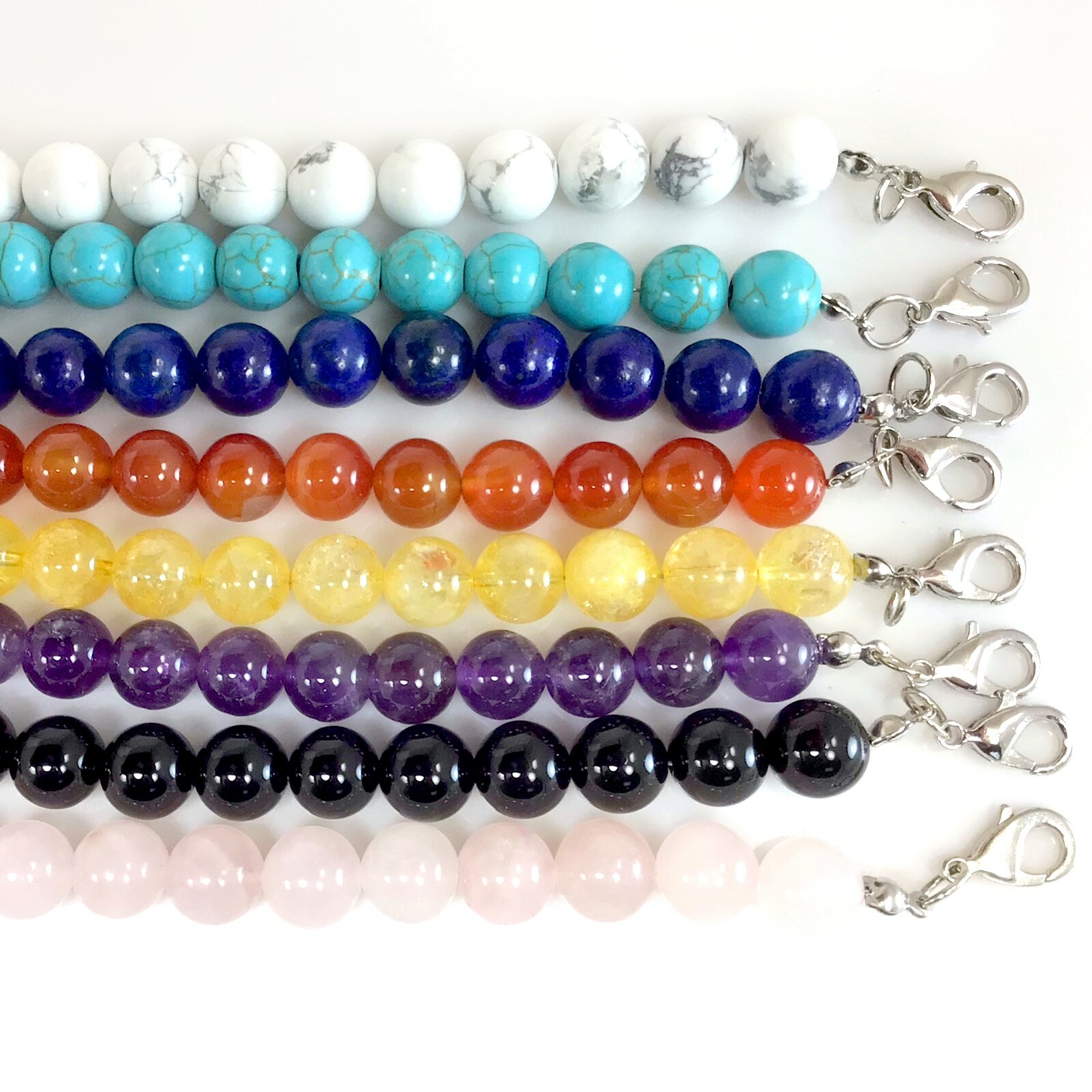 Handmade Gemstone Necklace Jewelry Smooth Round Beaded with Silver Lobster Clasp