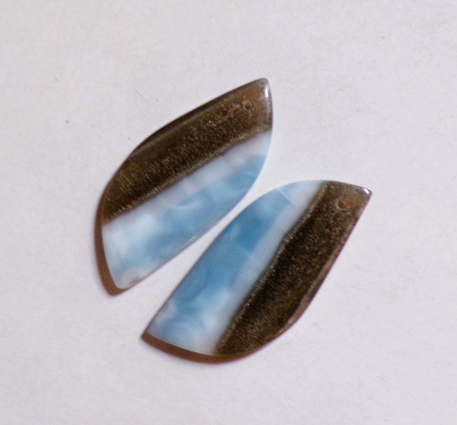 28.65 Cts Natural Blue Opal Drilled Cabochon Match Pair Gemstone 35X15.4MM 56