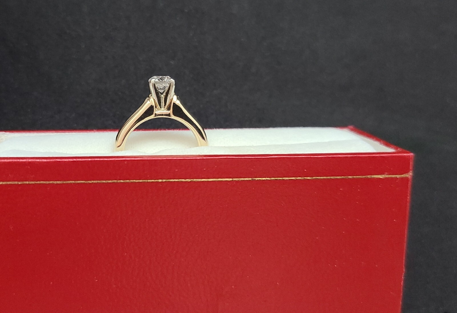 14kt Yellow Gold Cathedral Setting .61 Carat Solitaire Diamond Engagement Ring