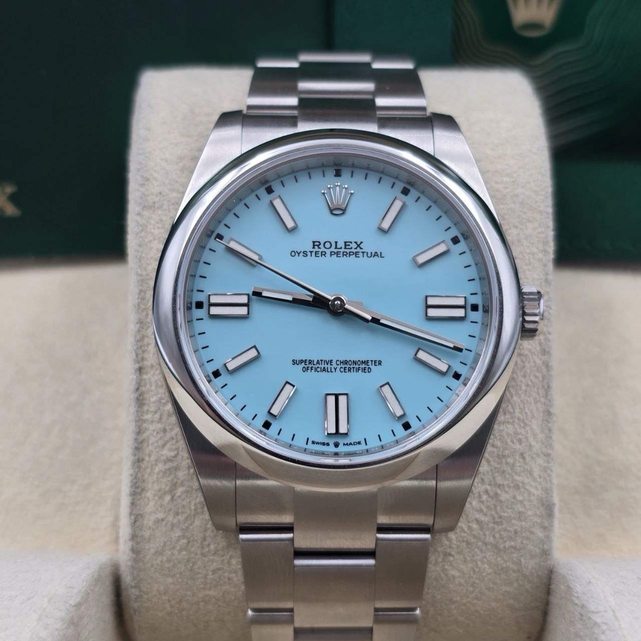 NEW STICKERED 2021 Rolex Oyster Perpetual 41mm Turquoise Blue 124300 BOX