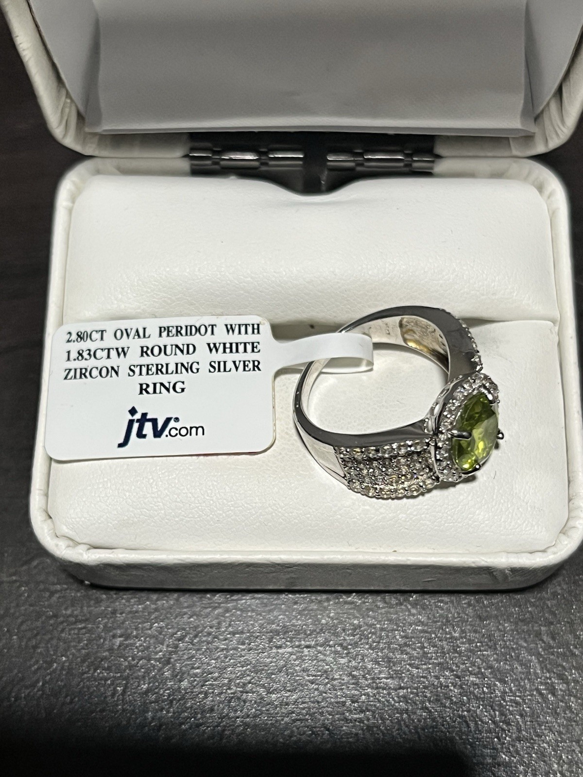 JTV 2.80ct Oval Peridot & 1.83ctw White Zircon Ring Sterling Silver 925 Size 6