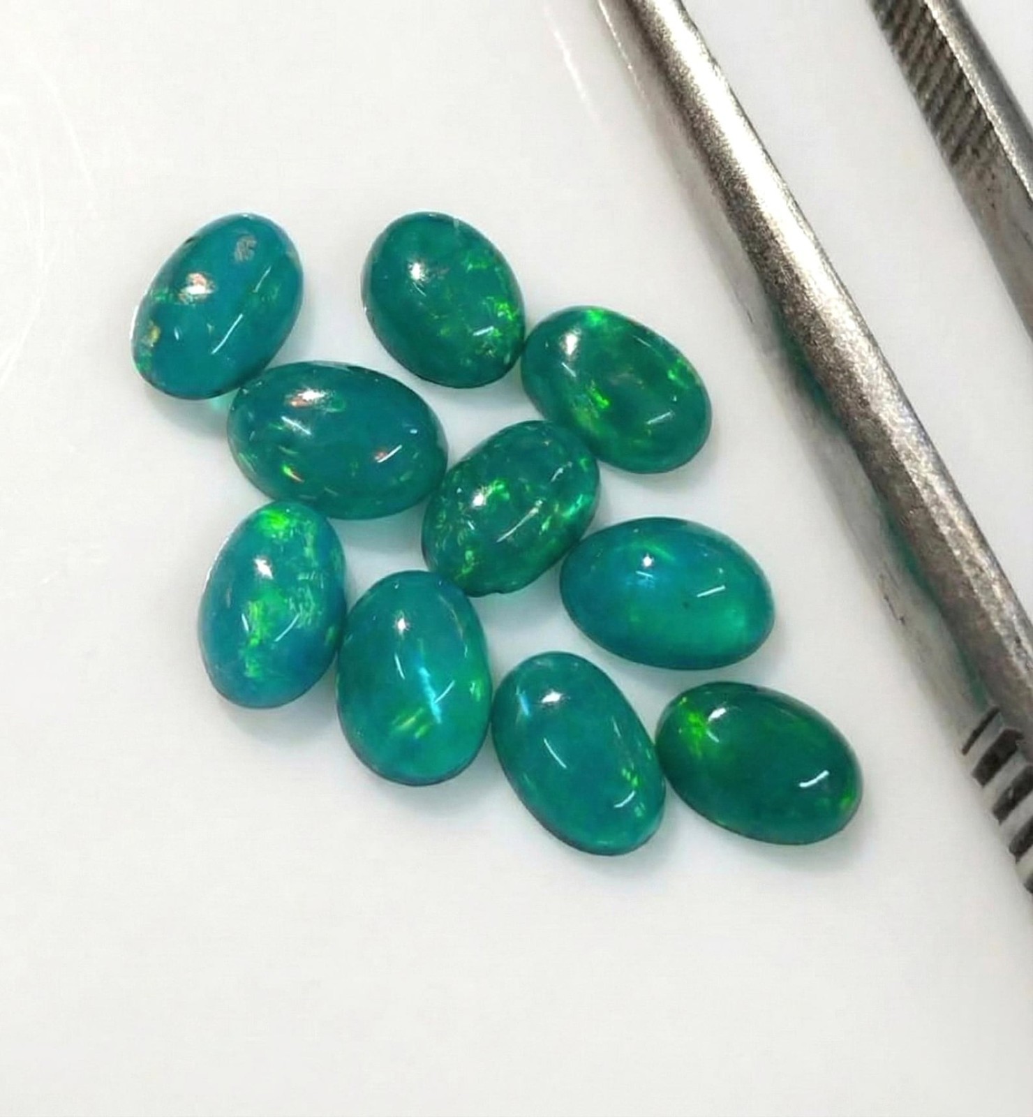 Natural Green Ethopian Opal Oval Cabochon 3x5mm To 8x10mm Loose Gemstone