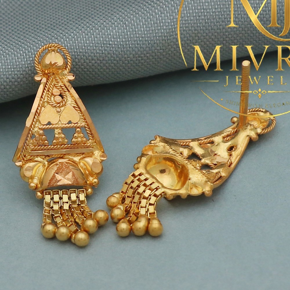 Elegant Festive Gold Jewelry, Authentic Gold Earrings, 2.6 cm x 1 cm, 2.65g