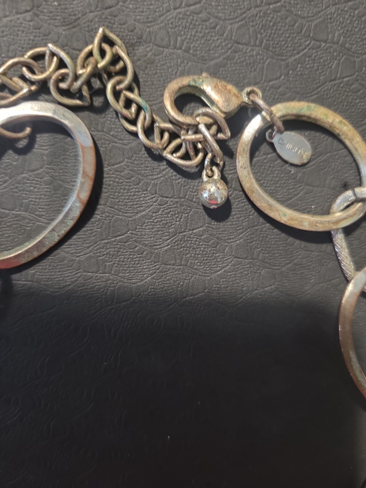 CHICO Silver Tone Statement Link Necklace Heavy Modern Mixed Ring Design 157g