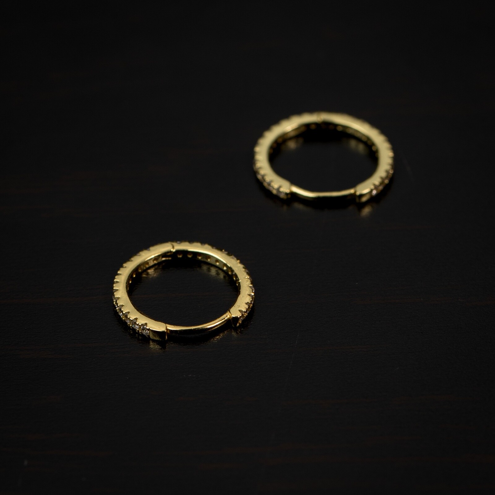 Elegant Thin Iced 14K Gold Plated 925 Sterling Silver Cz Men’s Hoop Earrings